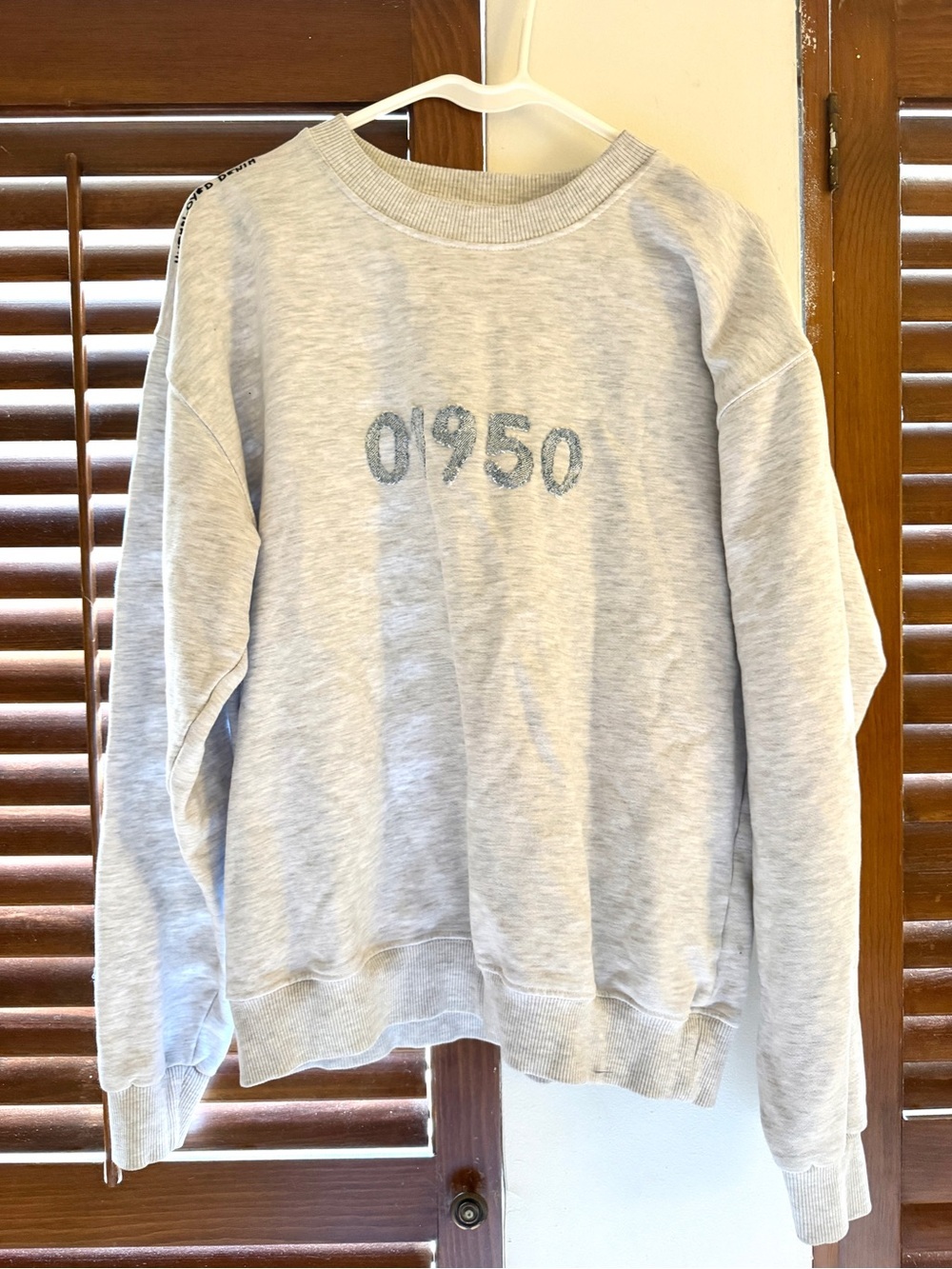 Unemployed Denim Gray Women's Crewneck Sweatshirt '01950' Print
